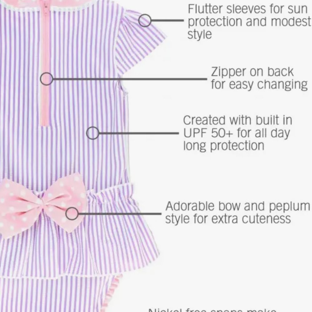 Lilac Seersucker Peplum One Piece Swimsuit - Picture 4 of 9